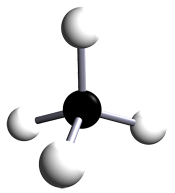 3d model showing the structure of methane.